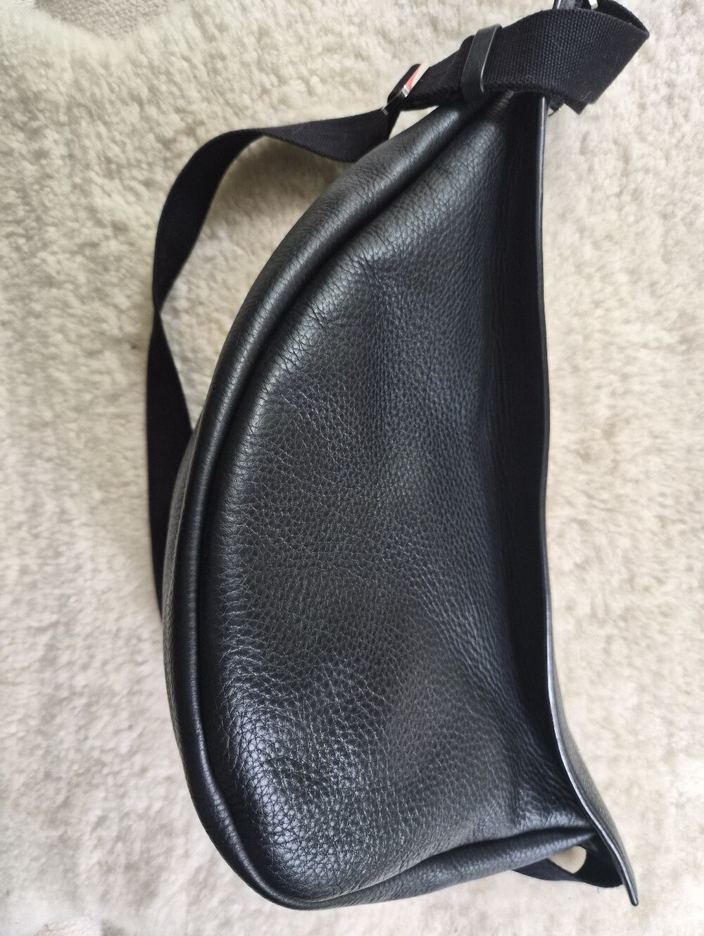 The Row Large Slouchy Banana Bag Black Pebbled Calfskin Leather Crossbody  $2550 - Picture 9 of 14